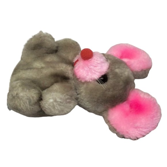 Vintage Mary Meyer Stuffed Animal Mouse Plush Gray with Pink Ears and Nose 6" - Picture 4 of 7